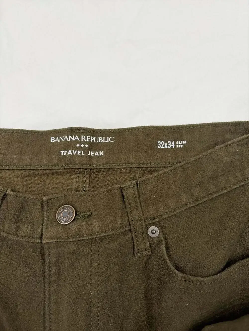 Banana Republic Travel Jean Slim Fit Olive Brown Pants 32x22